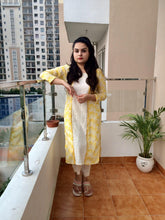 Yellow and offwhite Rayon Kurti